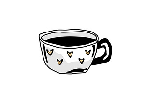 Coffee and tea cup icon in hand, an Object Illustration by Toltemara