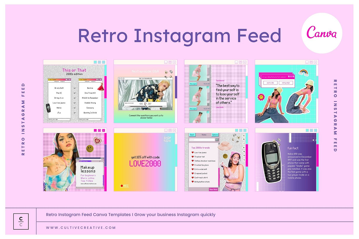 Retro Instagram Feed Canva Template, a Social Media Template by Cultive Creative (Photo 1 of 14)