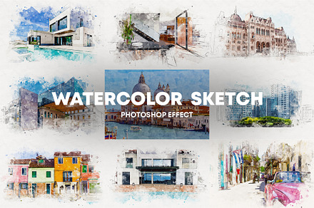 Watercolor Sketch Photoshop Effect, an Action Add-On by Shovajit
