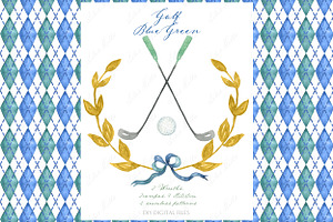 Golf Clipart argyle pattern Retro, an Illustration by LABFcreations