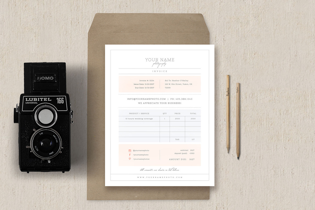 Photographer Invoice Template, a Flyer Template by roselindoco (Photo 1 of 2)