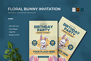 Floral Bunny - Birthday Invitation, an Invitation Template by VUNIRA (Thumbnail 1 of 2)