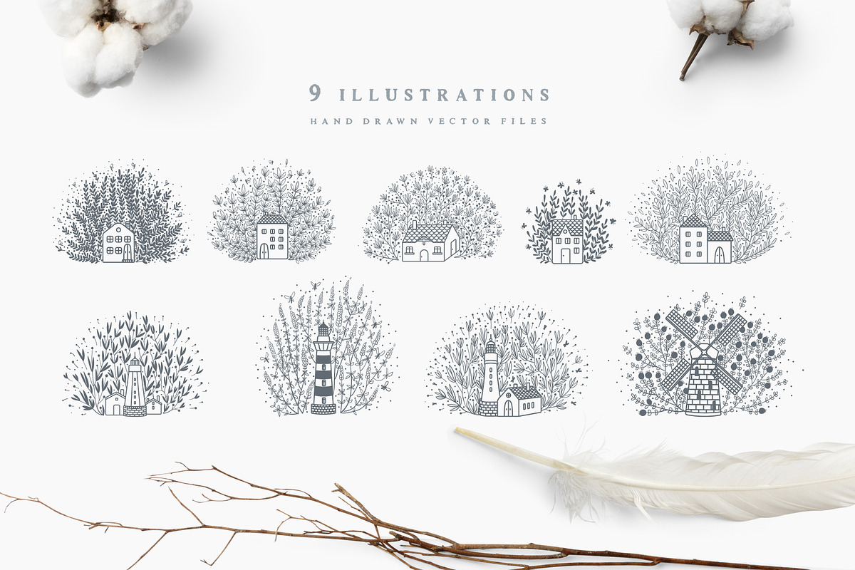 NATURE & ARCHITECTURE ILLUSTRATIONS, an Object Illustration by Luna Dreams (Photo 10 of 10)