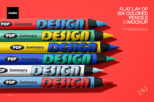 Flat Lay of Colored Pencils Mockup by  in Products