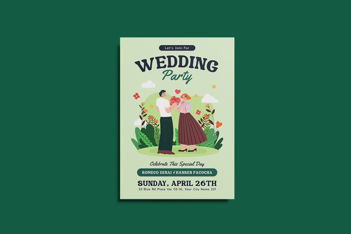 Dubbygreen Wedding Invitation, an Invitation Template by iDoodle Studio (Photo 2 of 4)
