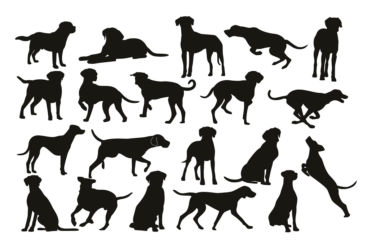 20 Pack Silhouettes Of Dog, an Icon by Alegaciez