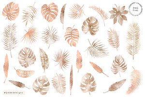 Nude & Rose Gold Tropical Leaves