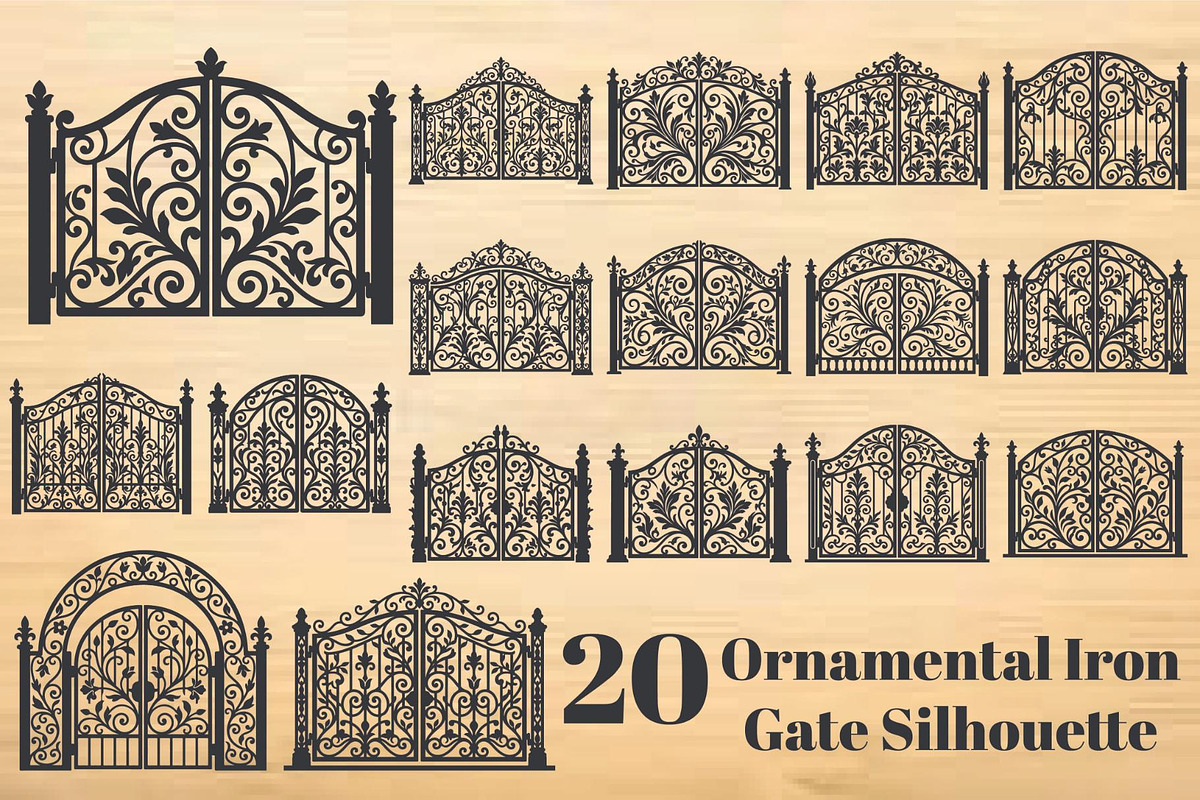Ornamental Iron Gate Silhouette, an Object Graphic by hafijul (Photo 1 of 4)