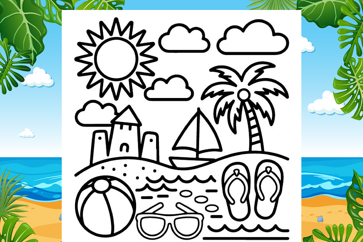 SUMMER VIBES BOLD-EASY COLORING BOOK, a Seasonal Illustration by Design Zone (Photo 3 of 5)