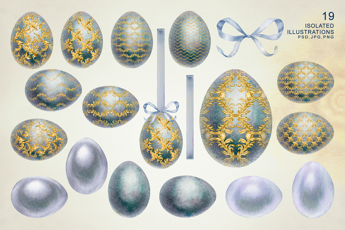 Easter Royal Eggs Clipart Set, a Decorative Illustration by EL_SUHOVA (Photo 2 of 7)
