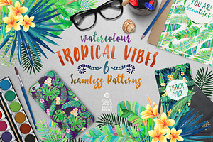Tropical Vibes, Seamless Patterns
