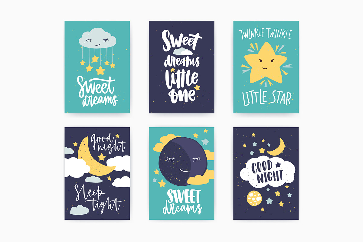 Sweet dreams cards set, a Decorative Illustration by Good Studio (Photo 2 of 9)