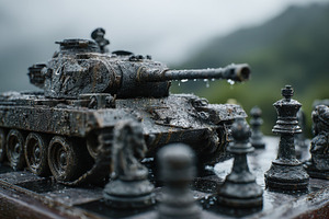Wet Tank on Chessboard Rain Strategy, a Photo by Pixeness Studio