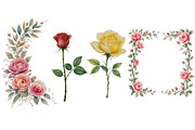 Colorful Roses Watercolor Clipart, an Illustration by Pixels.Craft (Thumbnail 5 of 5)