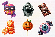 Watercolor Halloween Sweets Clipart, an Illustration by CreationArt (Thumbnail 4 of 6)