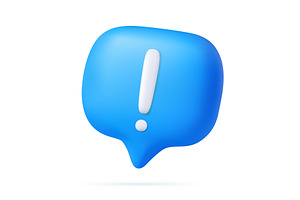 3d Blue speech bubble attention, an Object Illustration by ModVector