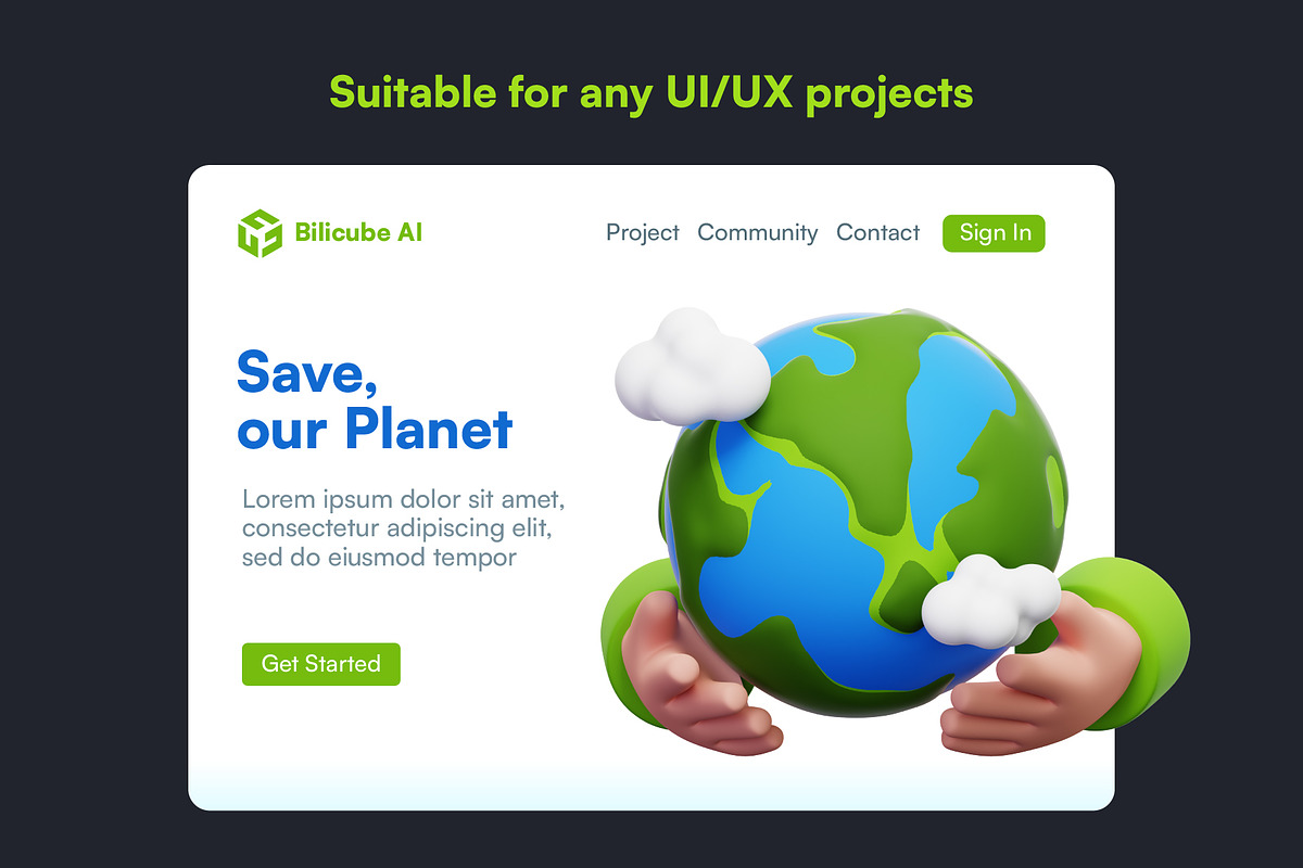 20 Ecology 3D Icon Set, an Environmental 3D Model by Bilicube Studio (Photo 4 of 6)