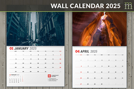 Wall Calendar 2025 (WC037-25), a Stationery Template by mikhailmorosin