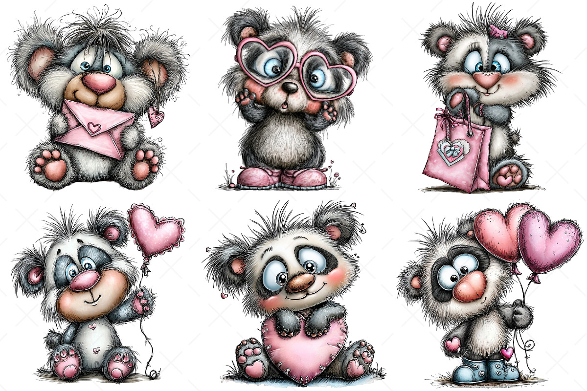 Quirky Valentine's Day Panda Clipart, an Illustration by Craft Nest (Photo 8 of 9)