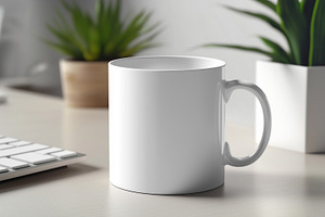 Blank mug mockup on office desk with, a Business Photo by MistyDay