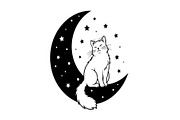 50 Cat Moon Silhouette Vector Bundle, an Illustration by jahid234 (Thumbnail 11 of 51)