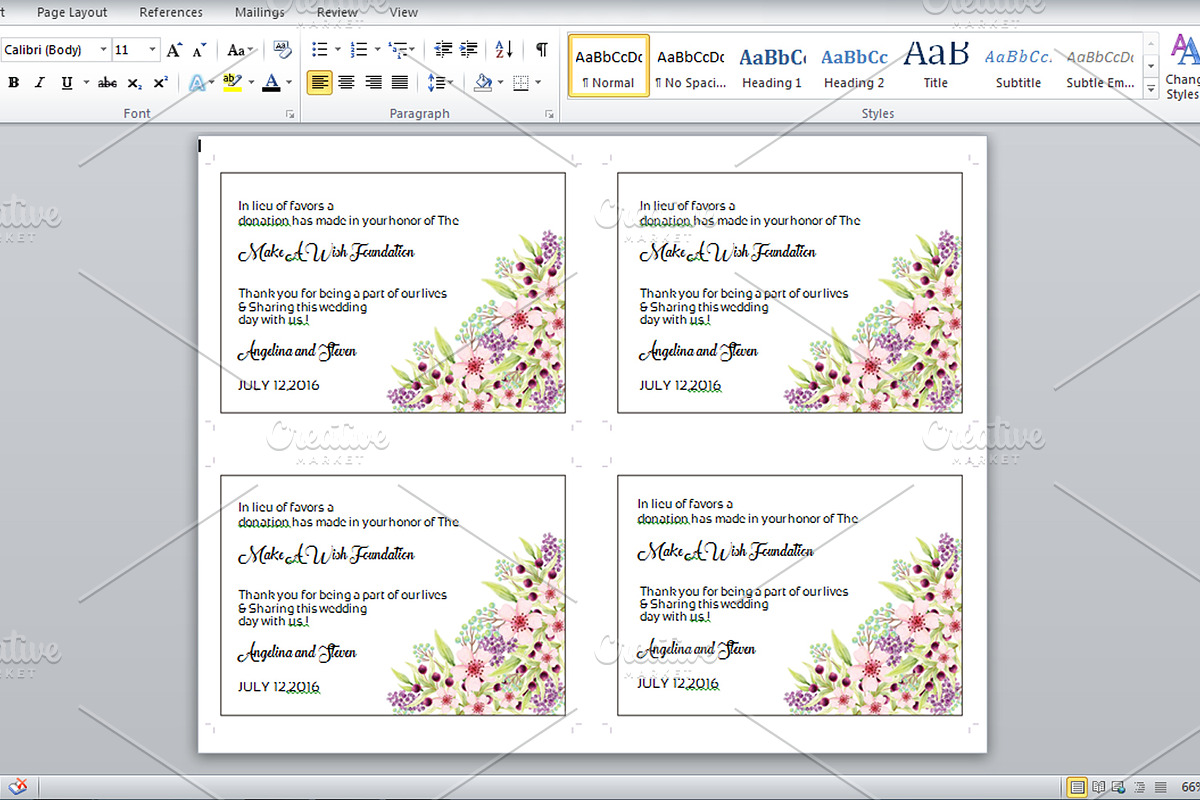 Wedding Favor Donation Card Template, a Card Template by retrographix