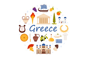 Travel To Greece Round Banner Design