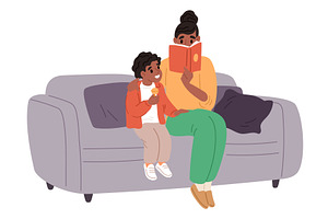 Loving mother reads interesting book, a Person Illustration by Vectorbuum