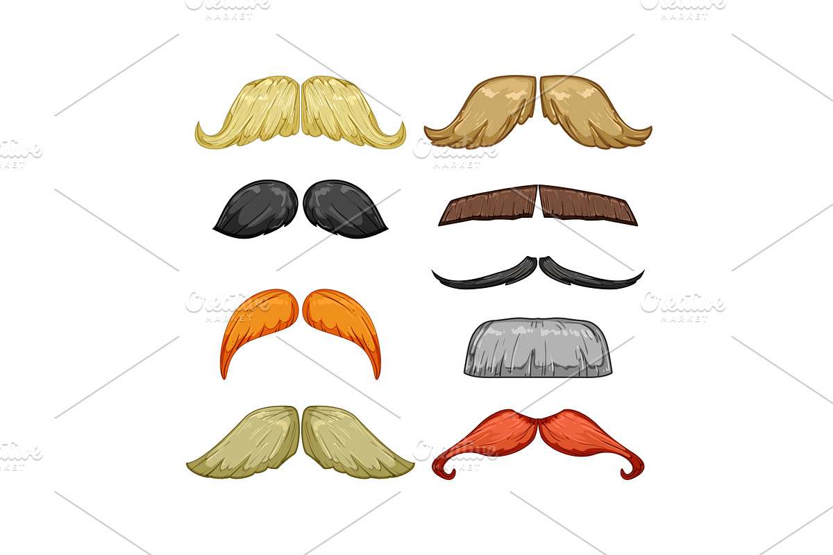 moustaches set cartoon vector, an Object Illustration by pikepicture