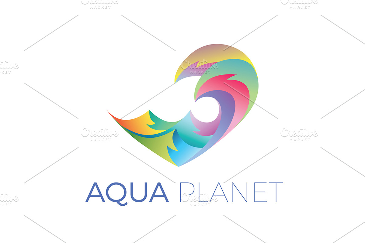 Aqua logo template with waves, a Branding & Logo Template by MaryHat Shop (Photo 6 of 8)