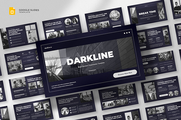 Black Google Slides Template preview 6