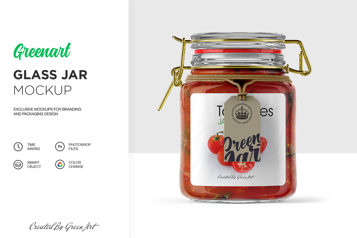 Clear Glass Jar Mockup, a Packaging Mockup by Green Art (Photo 3 of 8)