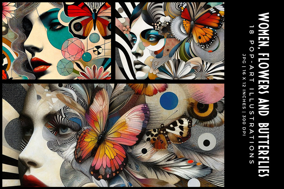 Women, Flowers and Butterflies, a Decorative Illustration by Digital Art Creations (Photo 2 of 12)