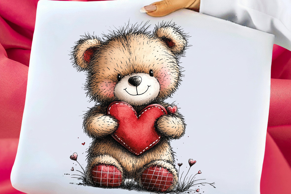 Whimsical Valentine Teddy Bear Clipa, an Illustration by Libby Wishes (Photo 6 of 9)