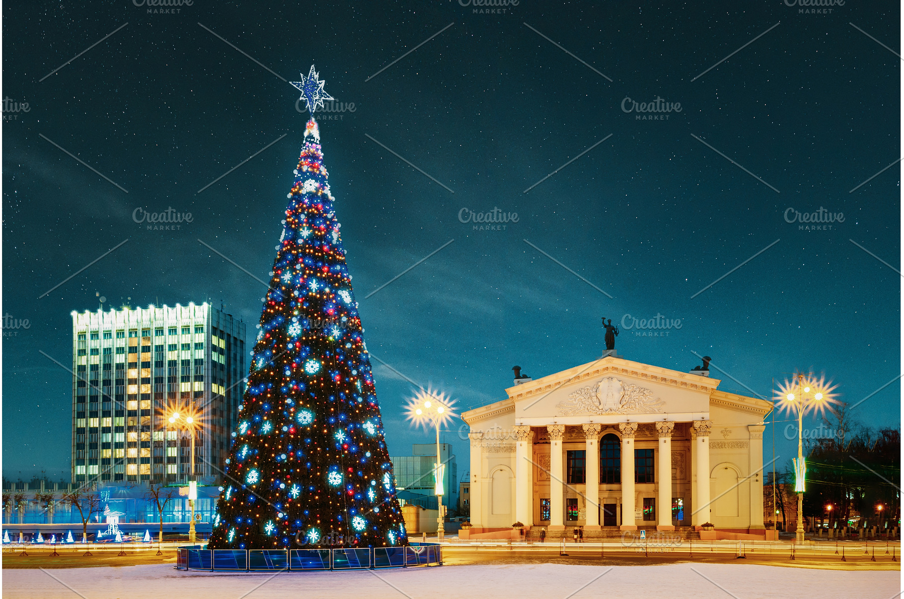 Christmas Tree Illuminated at Night, a Holiday Photo by Our Amazing World