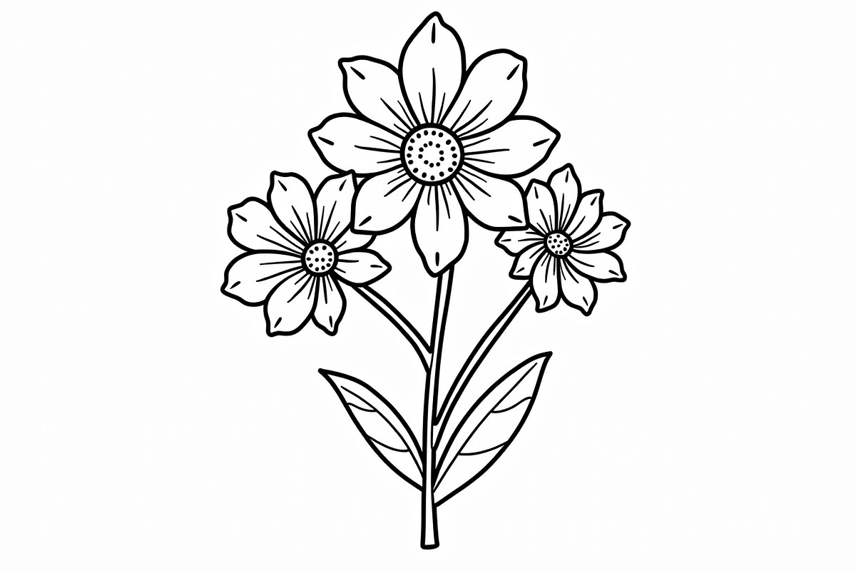 Flower Outline Art Printable Pack, an Illustration by BIPLOB EXPERT (Photo 2 of 9)