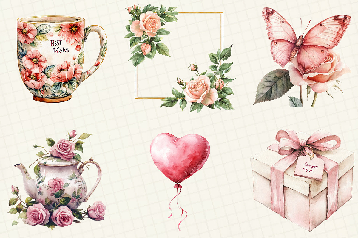 Blush Pink Mother's Day Clipart, an Illustration by OK Design (Photo 3 of 5)