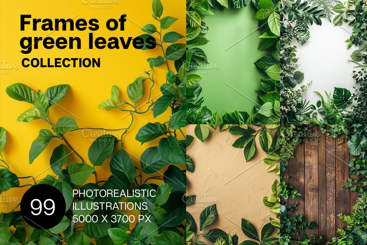 99 Frames of green leaves, a Nature Photo by Handmadefont (Photo 1 of 100)