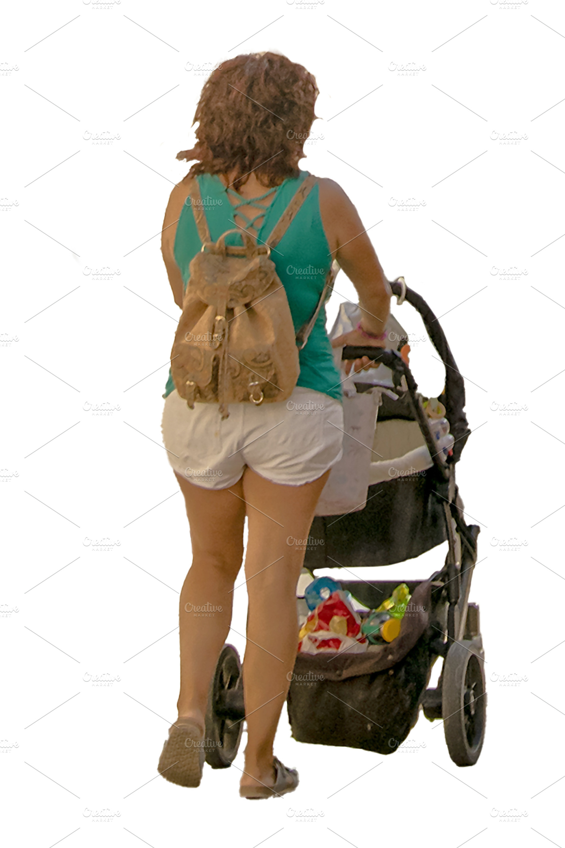Isolated image of a woman walking with baby stroller, a Person Photo by DanFLCreativo