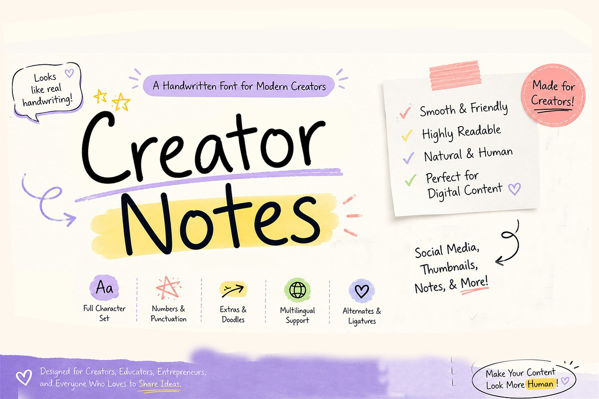 Creator Notes, a Handwritten Font by Art StoreID (Photo 1 of 10)