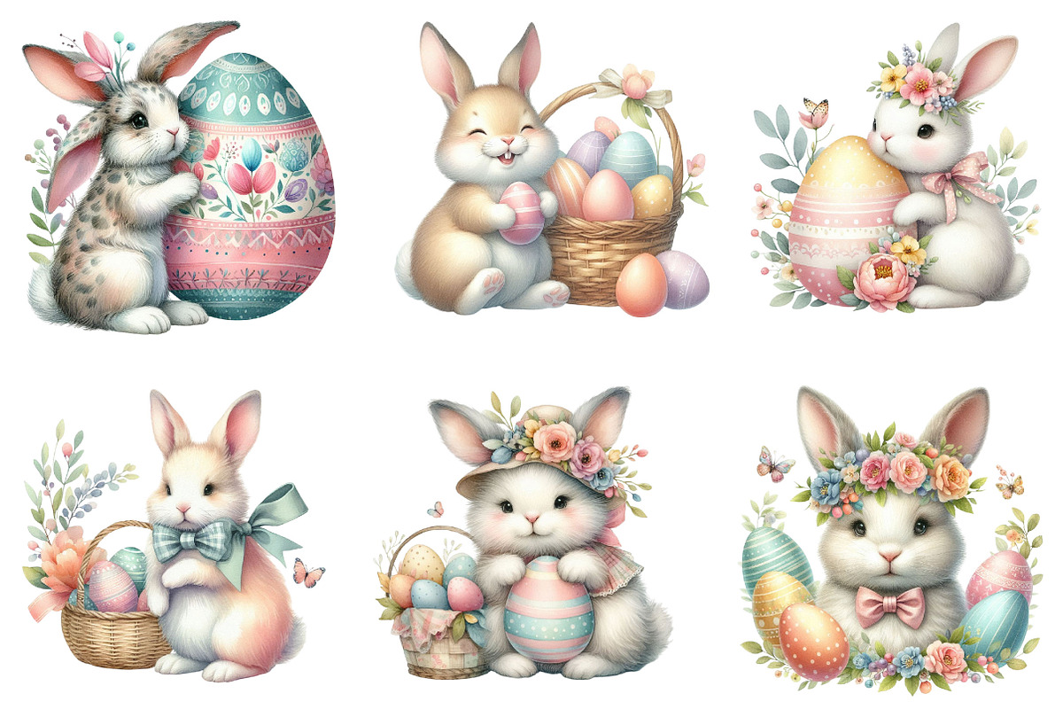 Watercolor Happy Easter Bunny PNG, a Graphic by CitraGraphics (Photo 4 of 4)