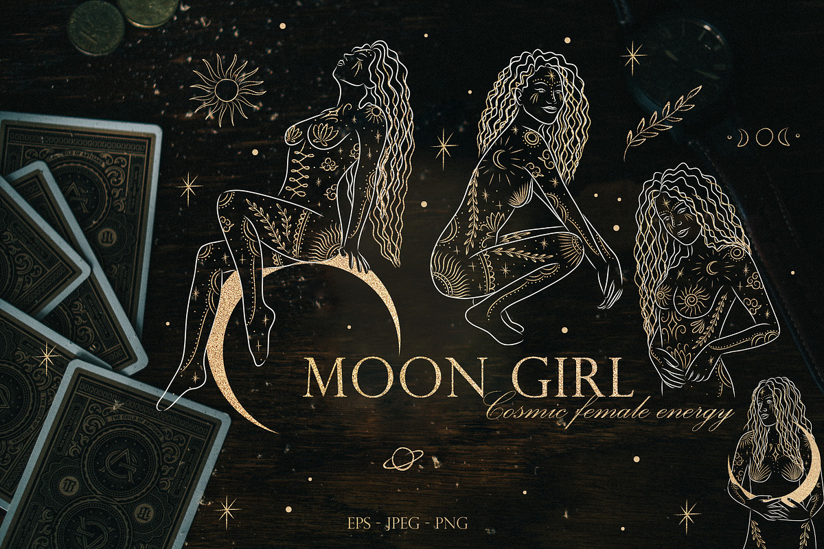 Moon girl. Cosmic female energy, an Object Graphic by Chikovnaya (Photo 1 of 11)
