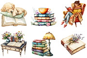 Book Lover Girl Reading Clipart, a Seasonal Illustration by Designking (Thumbnail 4 of 5)