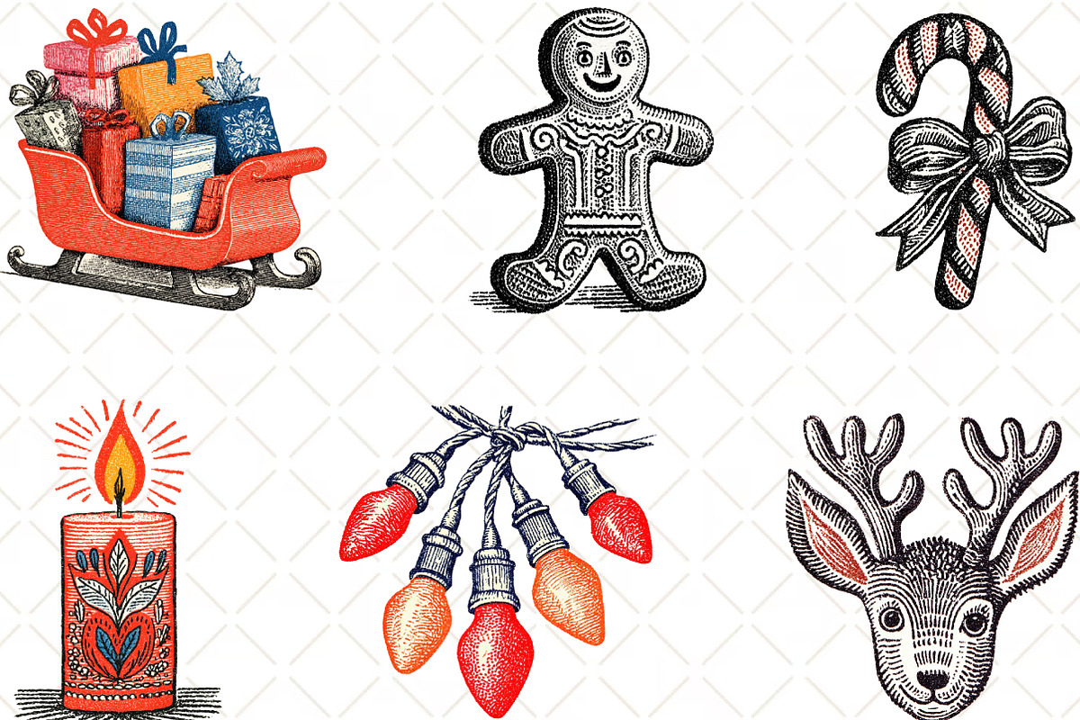 Christmas Doodle Sublimation Clipart, an Illustration by Black Bird Studio (Photo 5 of 6)