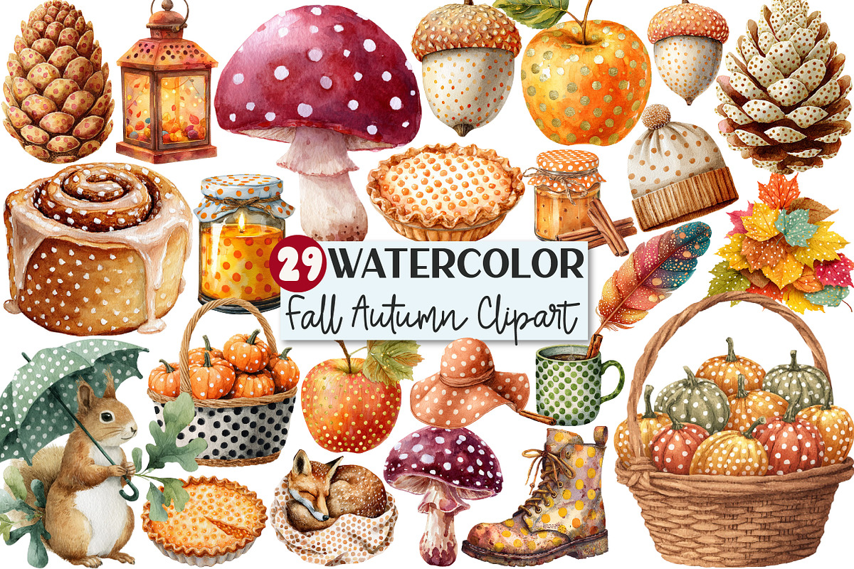 Polka Dots Fall Autumn Clipart, an Illustration by Rose Art (Photo 1 of 7)