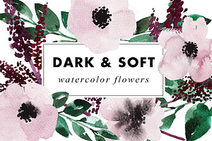 Dark wedding watercolor clip arts