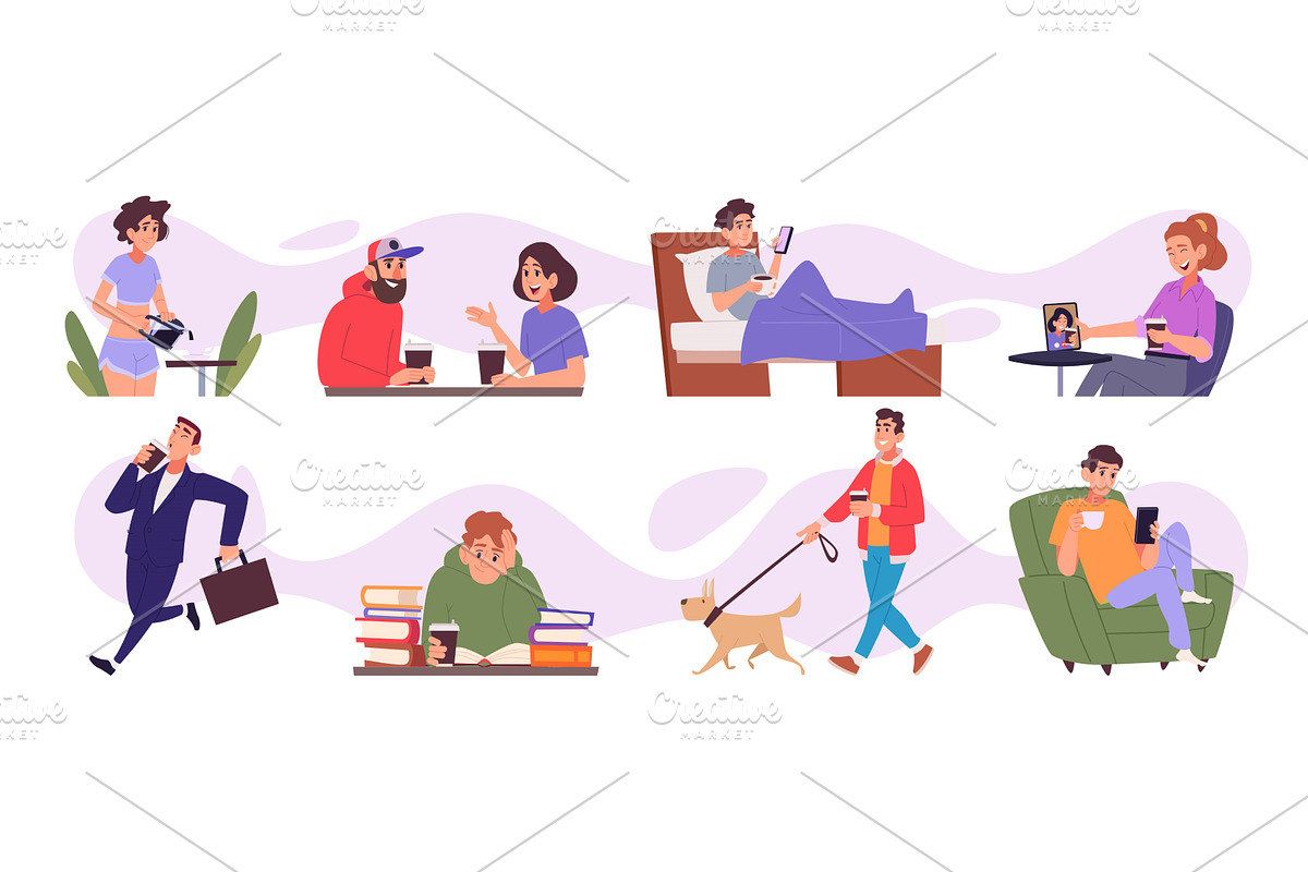 Hot coffee. People drinking on the, a Food Illustration by Onyx