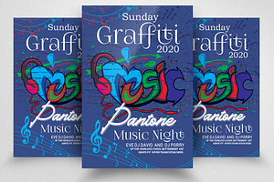 Graffiti Style Music Night Flyer, a Flyer Template by Psd Templates