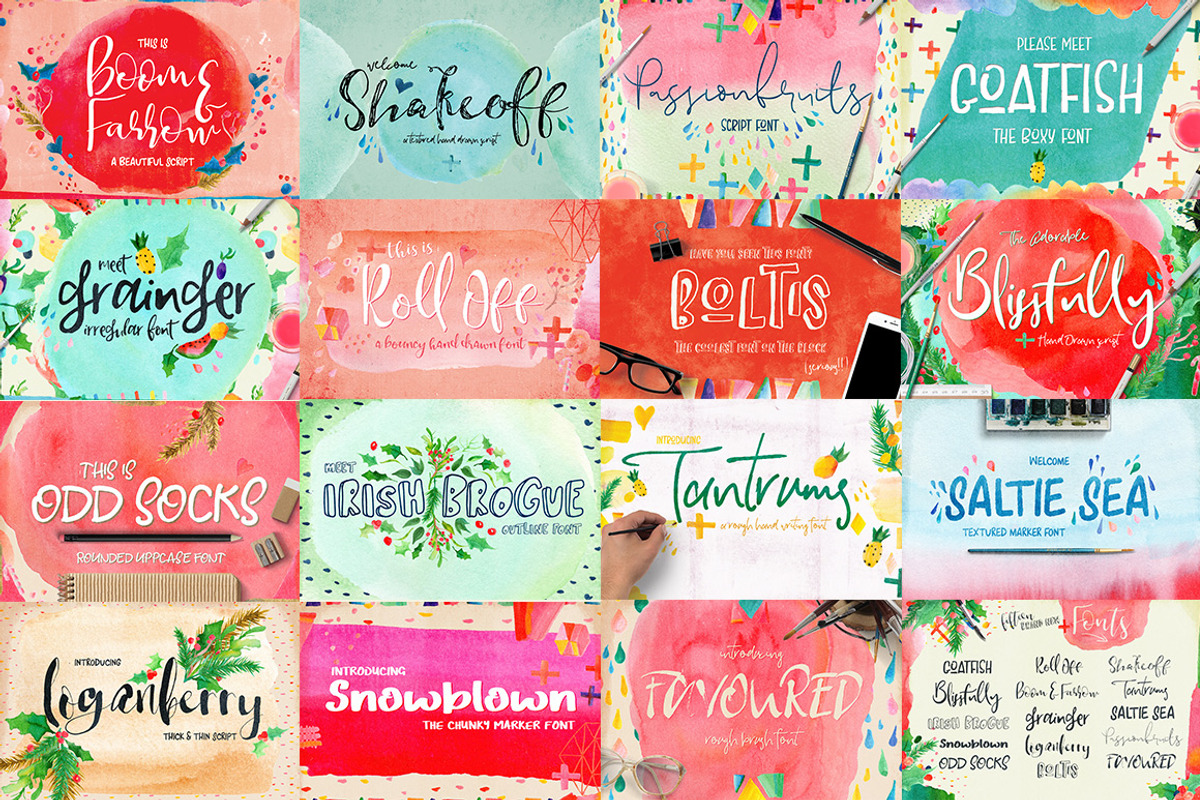 Font & Watercolor Bundle 92% OFF preview 2