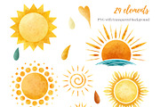 Watercolor Summer Sun Clipart, a Seasonal Illustration by Mespilia (Thumbnail 3 of 5)